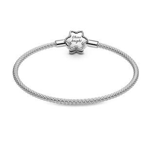 Authentic Pandora Moments Bright Snowflake 7.5”Mesh Bracelet